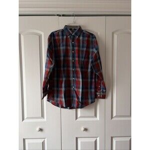 Pendleton Medium Bridgeport Blue Red Checks Button Front Long Sleeve Shirt